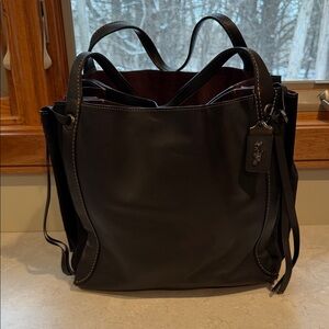 Coach Black Leather Tote with Handles